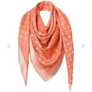 100% Authentic Louis Vuitton monogram shawl Scarf, Chili red M75262